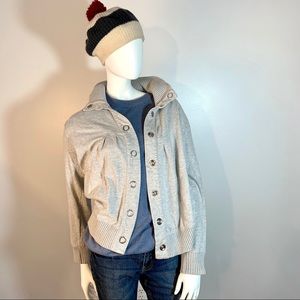 High collar snap front jacket